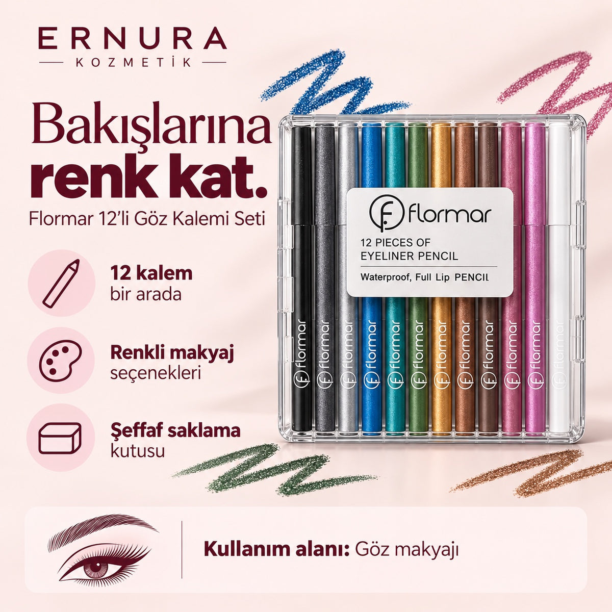 Flormar 12’li Göz Kalemi Seti – ürün özellikleri