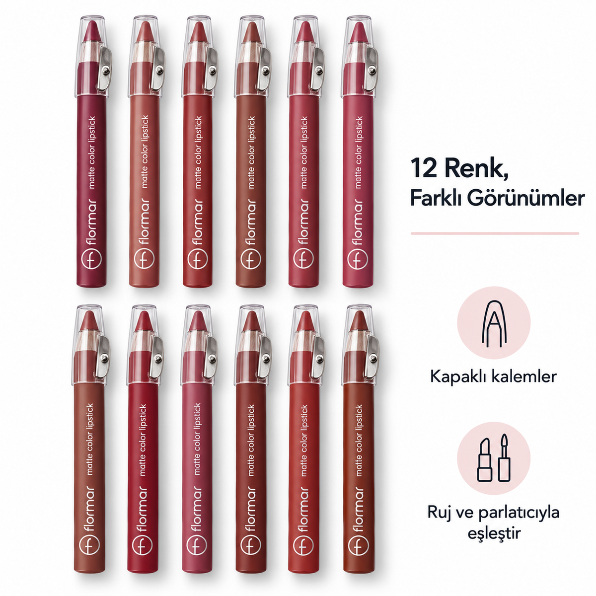 Flormar 12’li Dudak Kalemi Seti – ürün özellikleri görseli