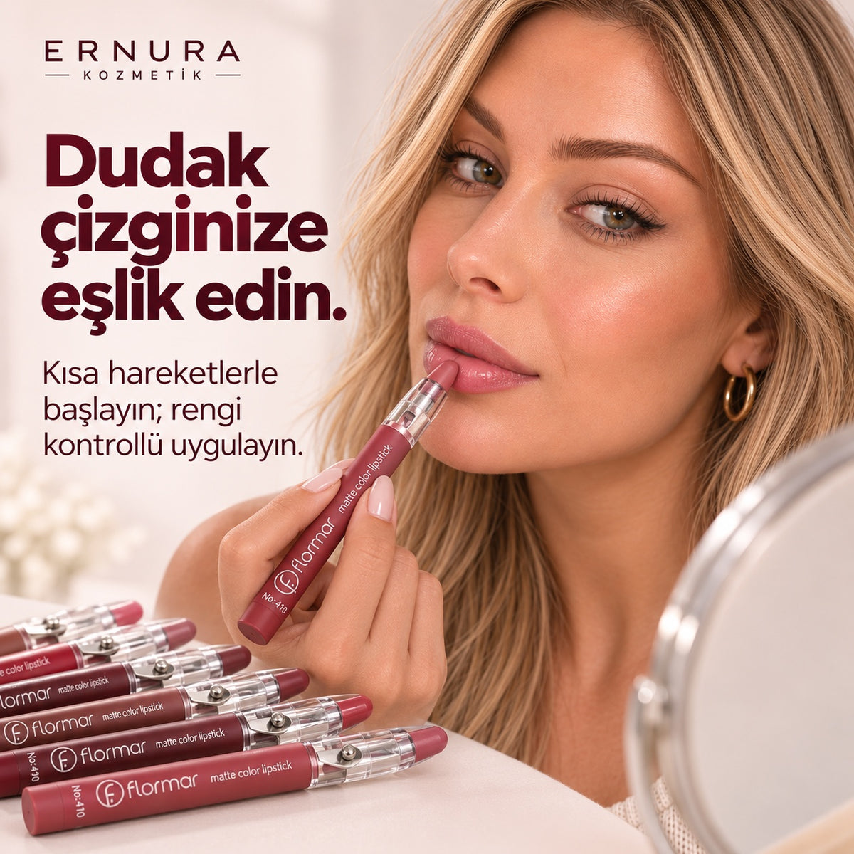 Flormar 12’li Dudak Kalemi Seti – uygulama