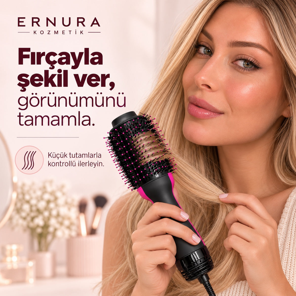 One Step Saç Kurutma ve Şekillendirme Fırçası – uygulama