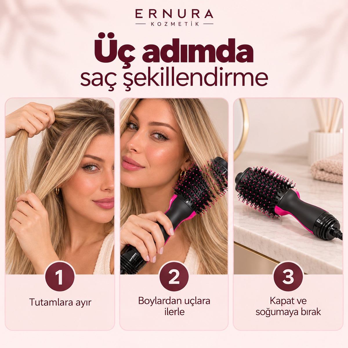 One Step Saç Kurutma ve Şekillendirme Fırçası – nasıl kullanılır